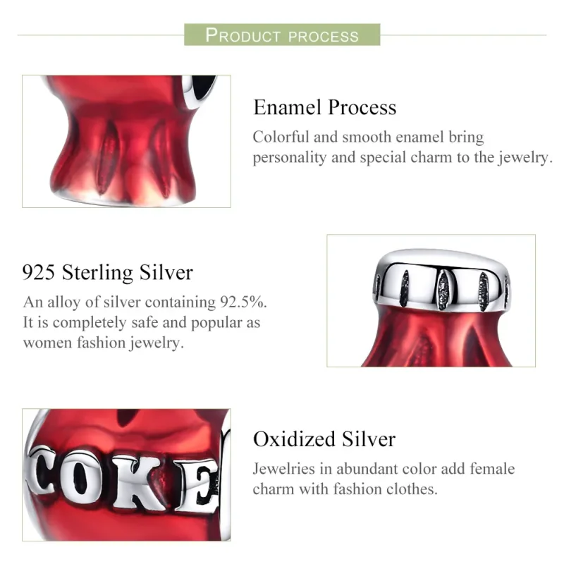 (imagine pentru) Talisman Tip Pandora Coca Cola din argint - SCC1159 - Vizualizare 4