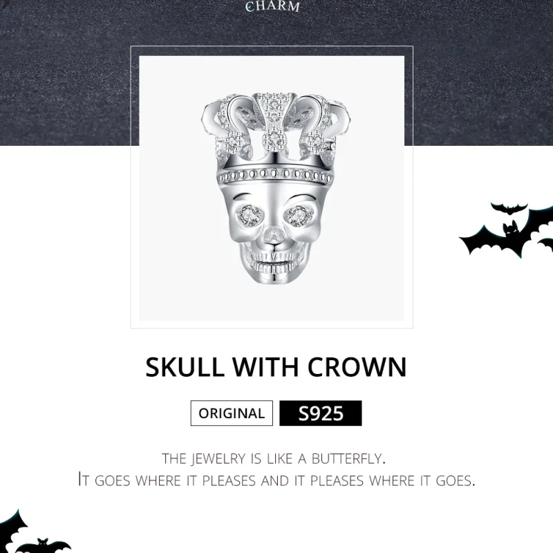 (imagine pentru) Talisman Tip Pandora Craniul Cu Coroana din argint - SCC1361 - Vizualizare 5