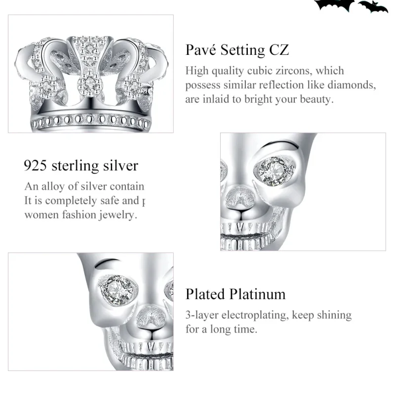 (imagine pentru) Talisman Tip Pandora Craniul Cu Coroana din argint - SCC1361 - Vizualizare 6
