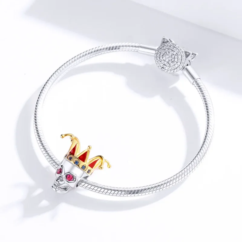 (imagine pentru) Talisman Tip Pandora Craniul de clovn în două tonuri în două nuanțe - SCC1363 - Vizualizare 2