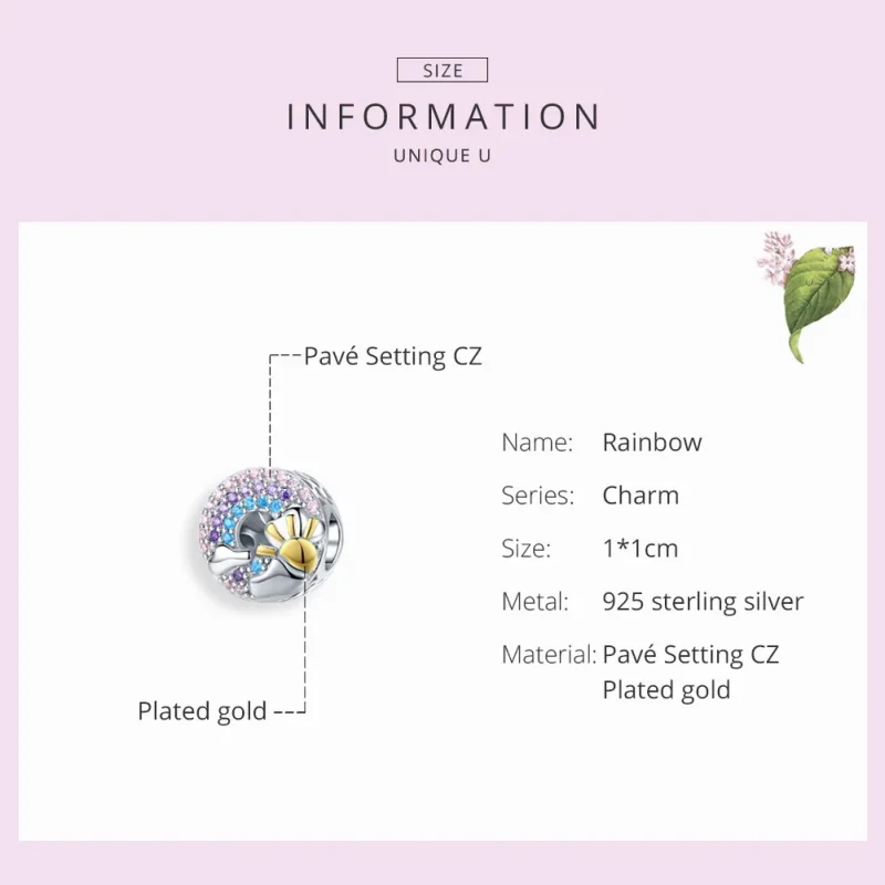 (imagine pentru) Talisman Tip Pandora Curcubeu și Soare în două nuanțe - SCC1255 - Vizualizare 3