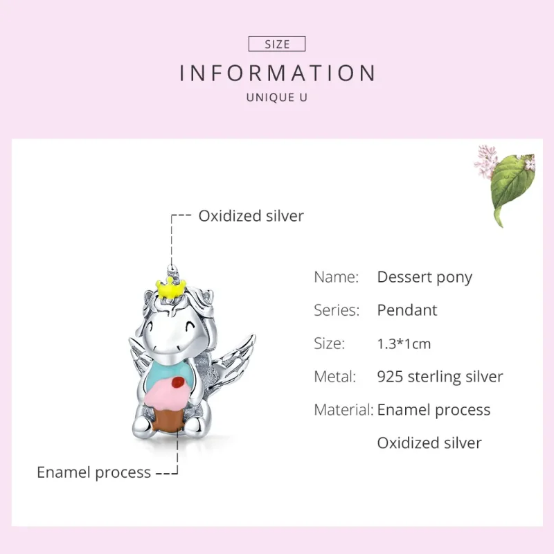 (imagine pentru) Talisman Tip Pandora Desert Unicorn din argint - SCC1872 - Vizualizare 6