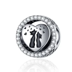 (imagine pentru) Talisman Tip Pandora Dragoste Cat din argint - SCC1188