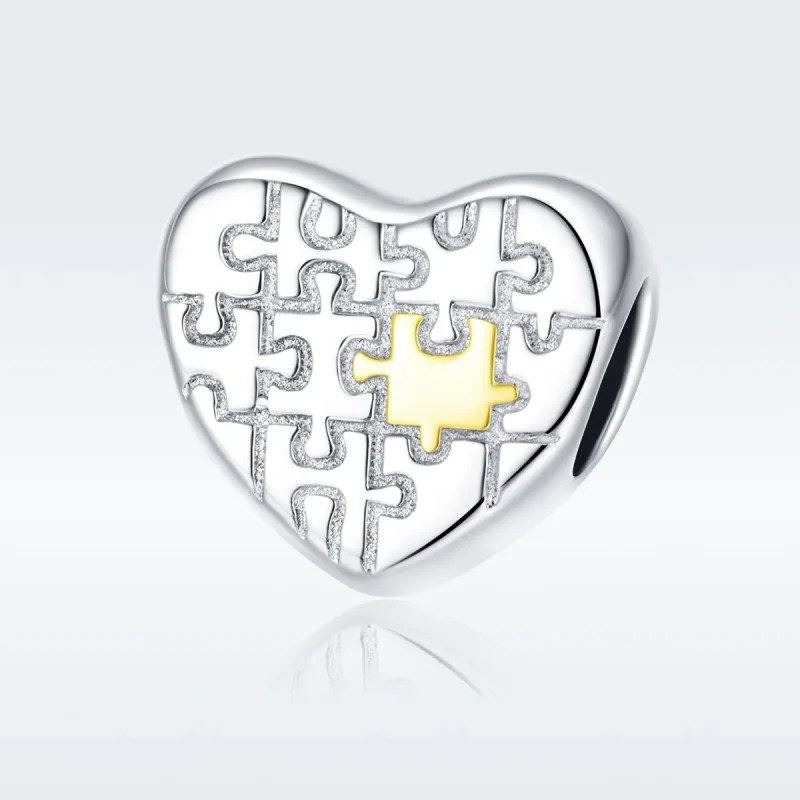 (imagine pentru) Talisman Tip Pandora Dragostea puzzle-urilor în două nuanțe - SCC1673 - Vizualizare 5