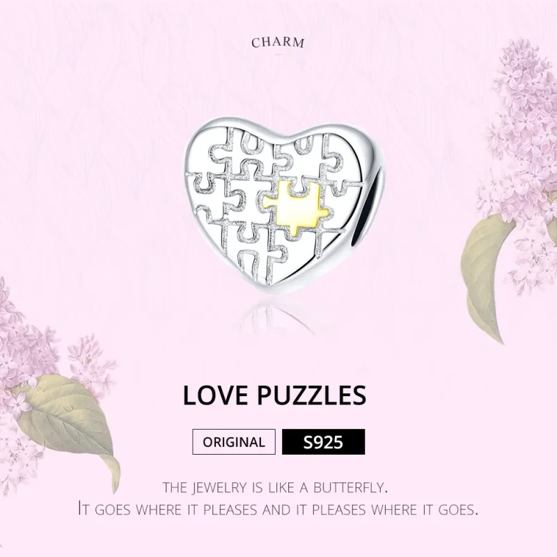(imagine pentru) Talisman Tip Pandora Dragostea puzzle-urilor în două nuanțe - SCC1673 - Vizualizare 6