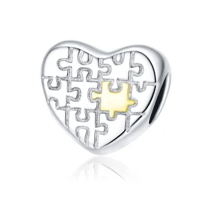 (imagine pentru) Talisman Tip Pandora Dragostea puzzle-urilor în două nuanțe - SCC1673