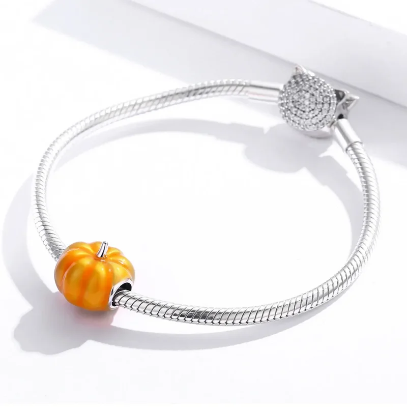 (imagine pentru) Talisman Tip Pandora Drăguț dovleac din argint - BSC333 - Vizualizare 3