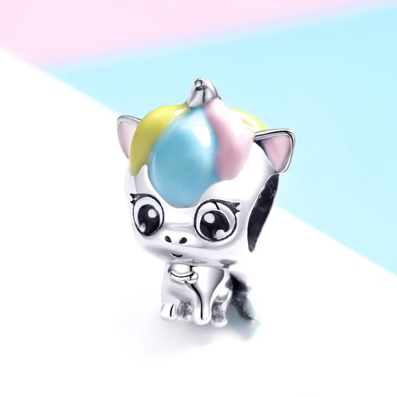 (imagine pentru) Talisman Tip Pandora Drăguț Unicorn din argint - BSC059 - Vizualizare 2