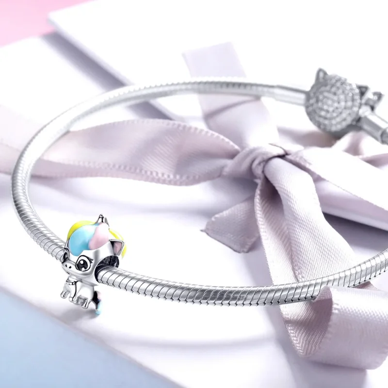 (imagine pentru) Talisman Tip Pandora Drăguț Unicorn din argint - BSC059 - Vizualizare 3