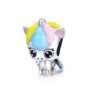 (imagine pentru) Talisman Tip Pandora Drăguț Unicorn din argint - BSC059