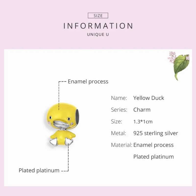 (imagine pentru) Talisman Tip Pandora Duck Galben din argint - SCC1501 - Vizualizare 7