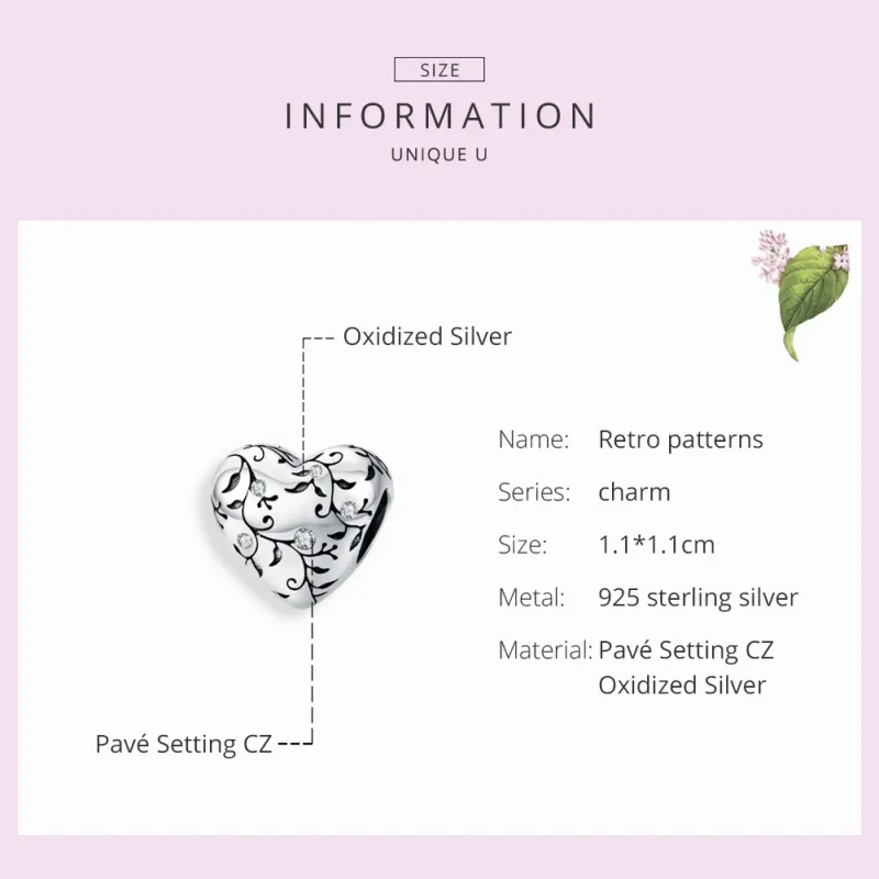 (imagine pentru) Talisman Tip Pandora Modele retro din argint - SCC1323 - Vizualizare 7