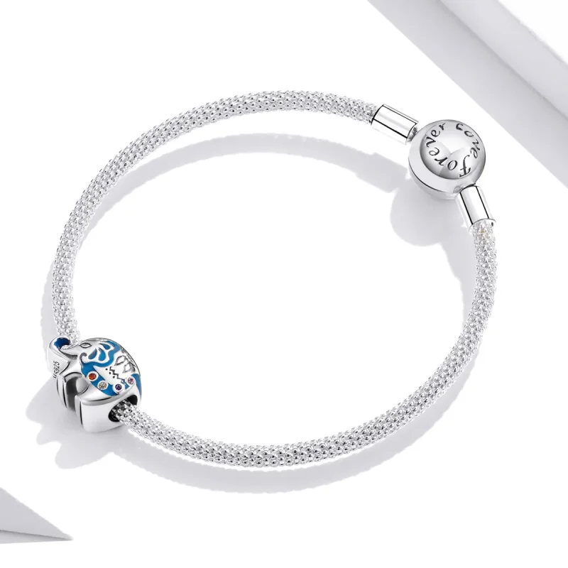 (imagine pentru) Talisman Tip Pandora Elefant înfloritor colorat din argint - SCC1821 - Vizualizare 3