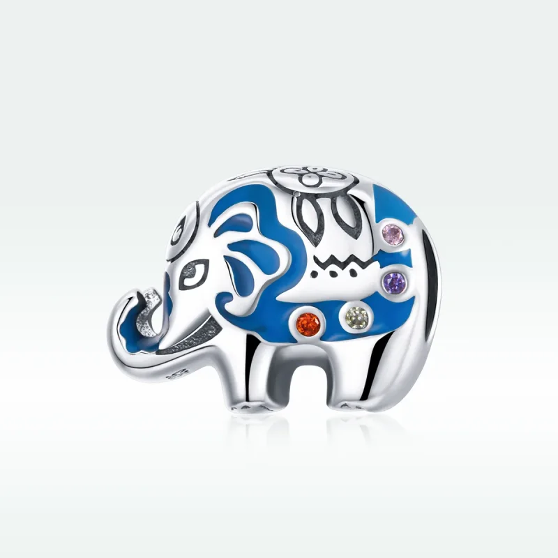 (imagine pentru) Talisman Tip Pandora Elefant înfloritor colorat din argint - SCC1821 - Vizualizare 5