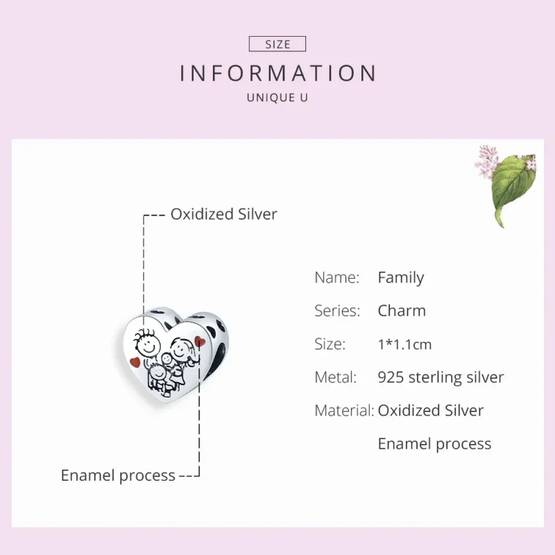 (imagine pentru) Talisman Tip Pandora Familia mea din argint - BSC237 - Vizualizare 7