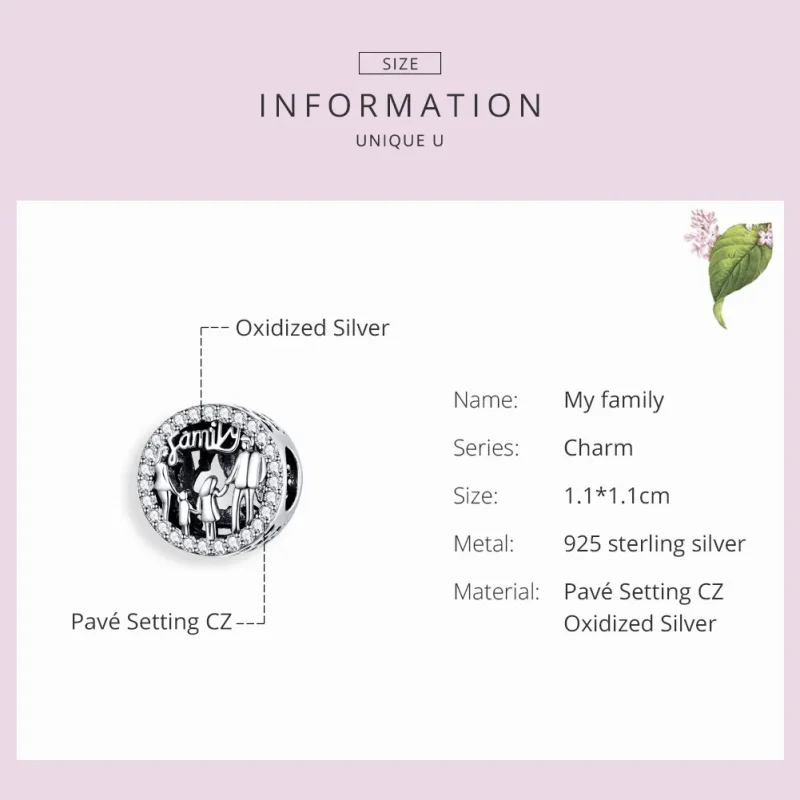 (imagine pentru) Talisman Tip Pandora Familia mea din argint - SCC1184 - Vizualizare 3