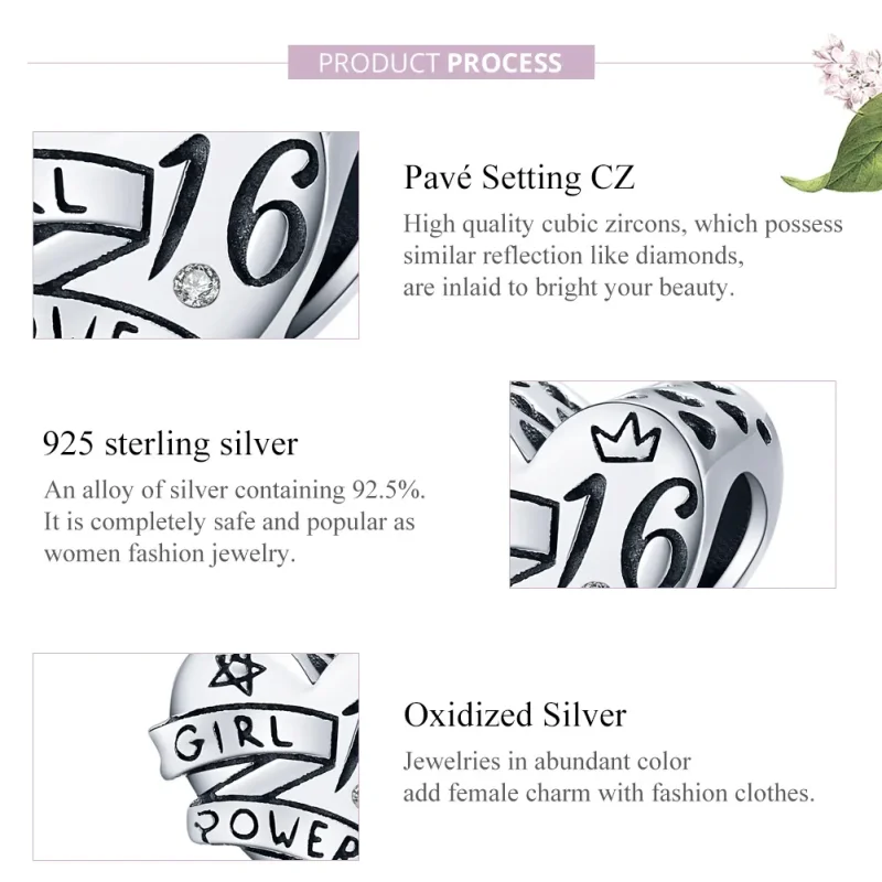 (imagine pentru) Talisman Tip Pandora Fata de putere dulce 16 din argint - SCC1437 - Vizualizare 8