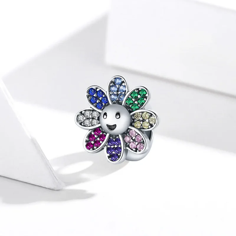 (imagine pentru) Talisman Tip Pandora Floarea-soarelui colorată din argint - SCC1701 - Vizualizare 2
