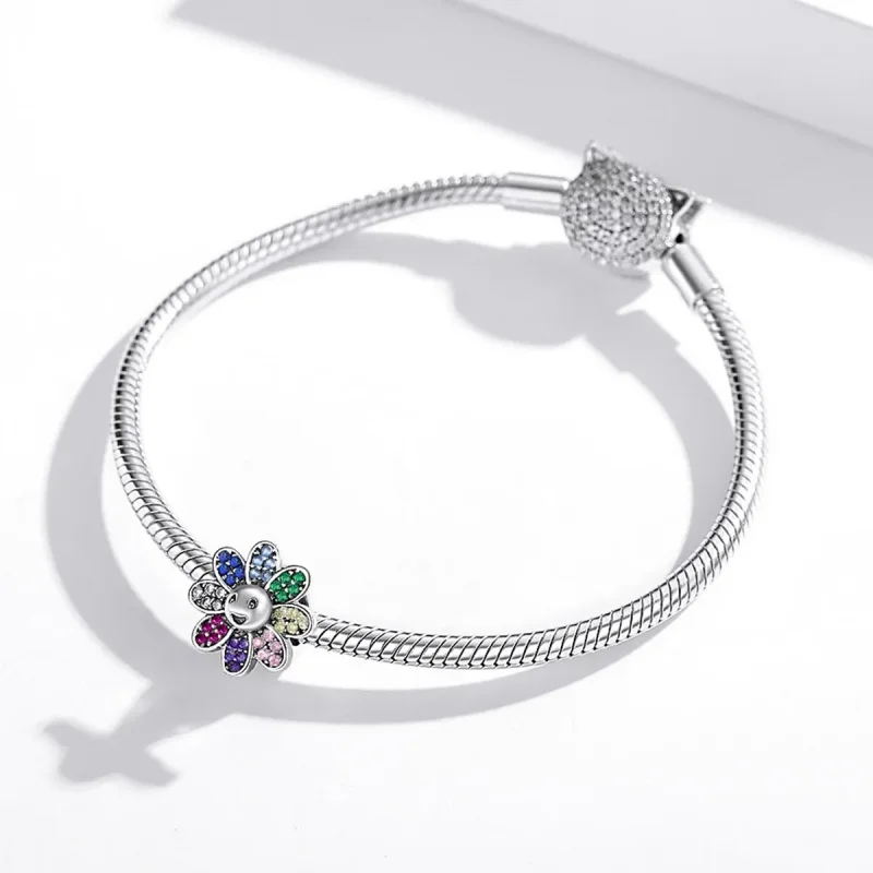 (imagine pentru) Talisman Tip Pandora Floarea-soarelui colorată din argint - SCC1701 - Vizualizare 3