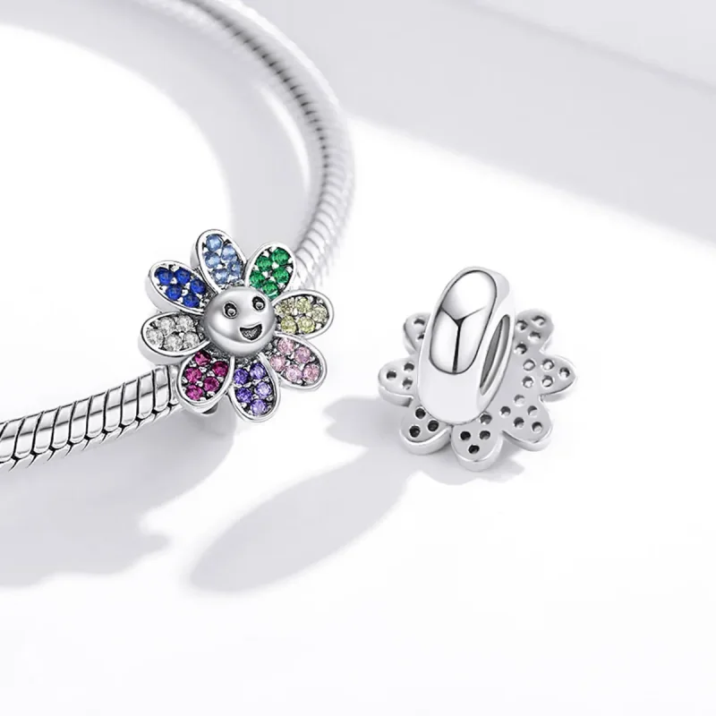 (imagine pentru) Talisman Tip Pandora Floarea-soarelui colorată din argint - SCC1701 - Vizualizare 4