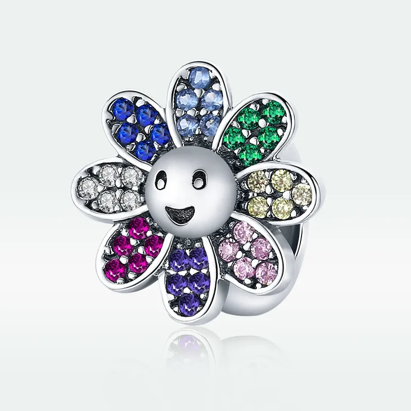 (imagine pentru) Talisman Tip Pandora Floarea-soarelui colorată din argint - SCC1701 - Vizualizare 5