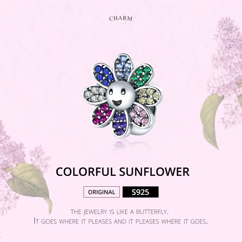 (imagine pentru) Talisman Tip Pandora Floarea-soarelui colorată din argint - SCC1701 - Vizualizare 6