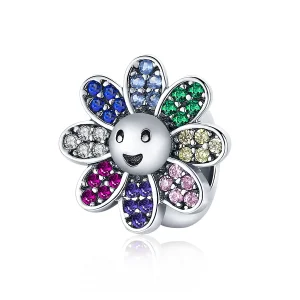 (imagine pentru) Talisman Tip Pandora Floarea-soarelui colorată din argint - SCC1701