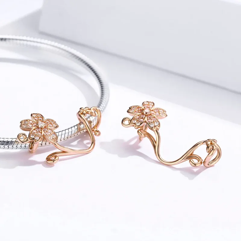 (imagine pentru) Talisman Tip Pandora Flori de cireș din aur rose - SCC1033-C - Vizualizare 4