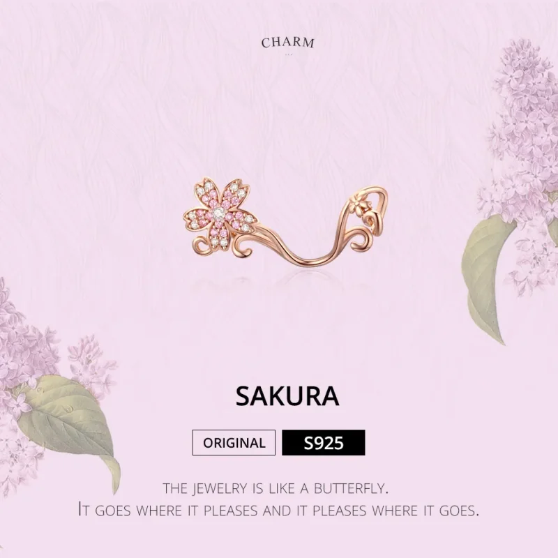 (imagine pentru) Talisman Tip Pandora Flori de cireș din aur rose - SCC1033-C - Vizualizare 5