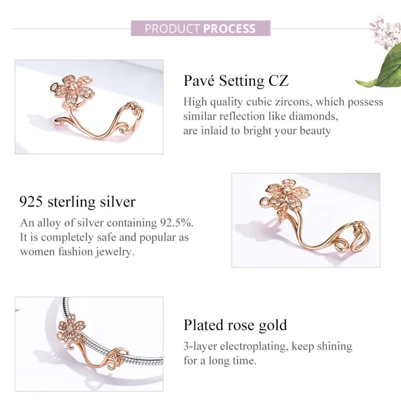 (imagine pentru) Talisman Tip Pandora Flori de cireș din aur rose - SCC1033-C - Vizualizare 6