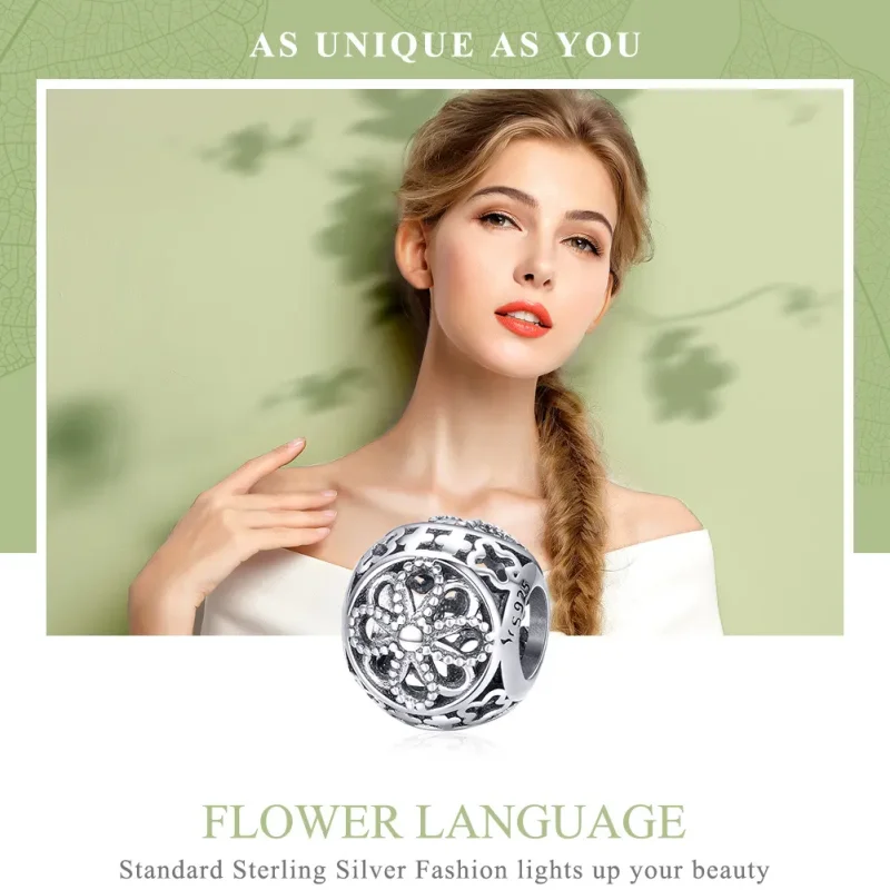 (imagine pentru) Talisman Tip Pandora Flori din argint - SCC899 - Vizualizare 6