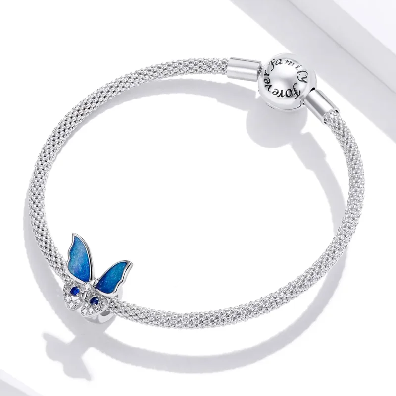 (imagine pentru) Talisman Tip Pandora Fluture colorat din argint - BSC405 - Vizualizare 3