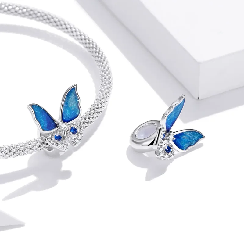 (imagine pentru) Talisman Tip Pandora Fluture colorat din argint - BSC405 - Vizualizare 4