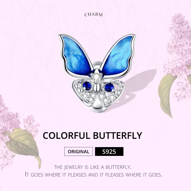 (imagine pentru) Talisman Tip Pandora Fluture colorat din argint - BSC405 - Vizualizare 6
