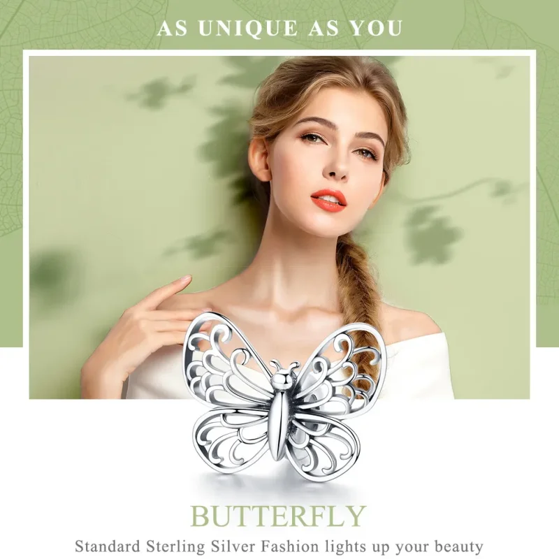 (imagine pentru) Talisman Tip Pandora Fluture din argint - BSC062 - Vizualizare 6