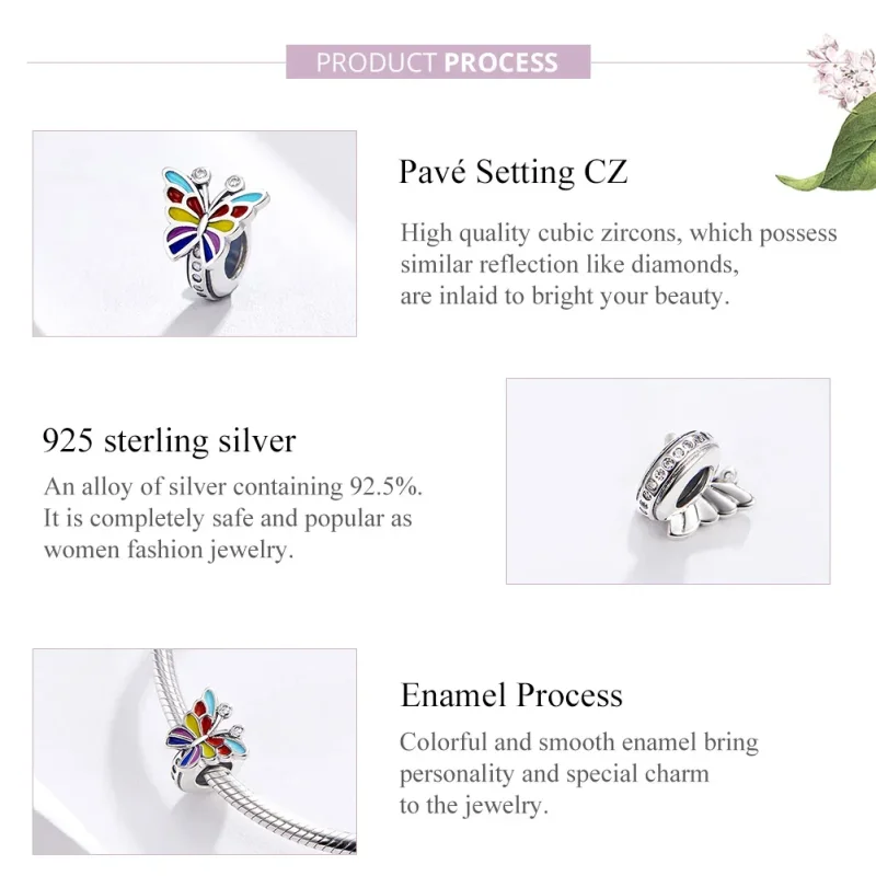 (imagine pentru) Talisman Tip Pandora Fluture din argint - SCC1195 - Vizualizare 4