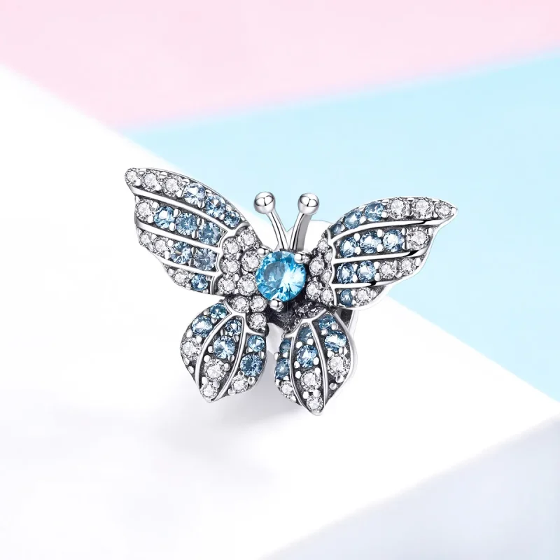 (imagine pentru) Talisman Tip Pandora Fluture sclipici din argint - BSC061 - Vizualizare 2
