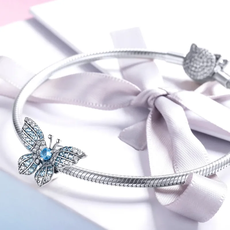 (imagine pentru) Talisman Tip Pandora Fluture sclipici din argint - BSC061 - Vizualizare 3