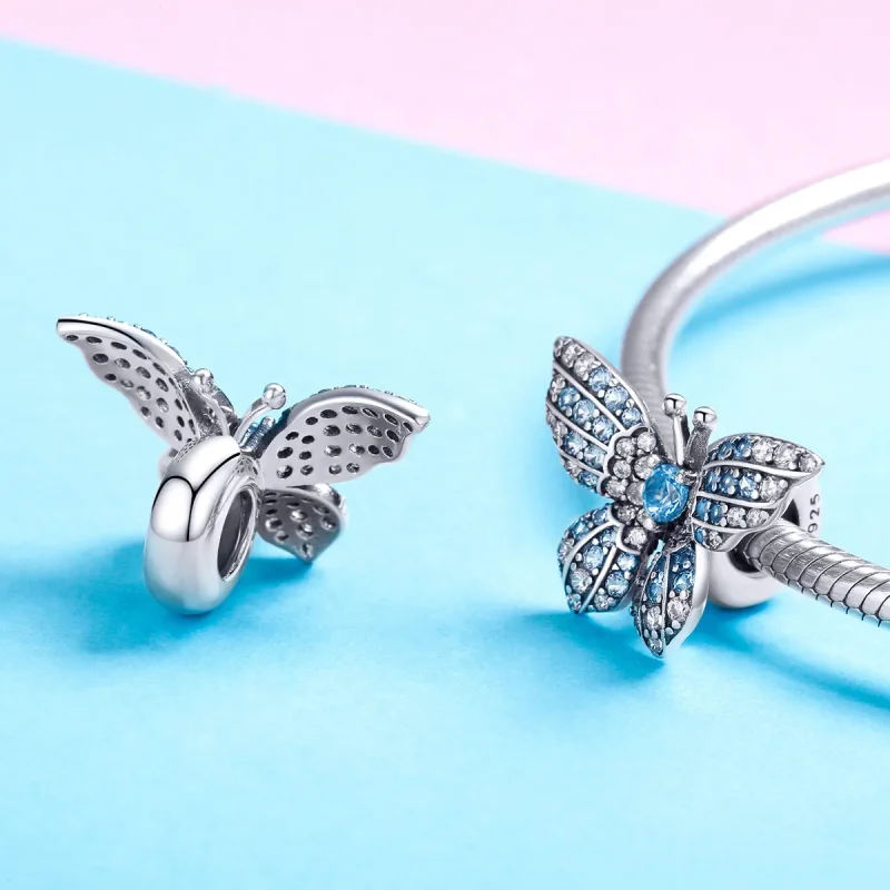 (imagine pentru) Talisman Tip Pandora Fluture sclipici din argint - BSC061 - Vizualizare 4