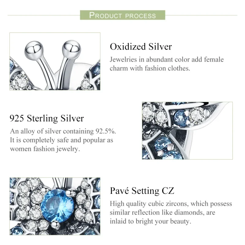 (imagine pentru) Talisman Tip Pandora Fluture sclipici din argint - BSC061 - Vizualizare 7