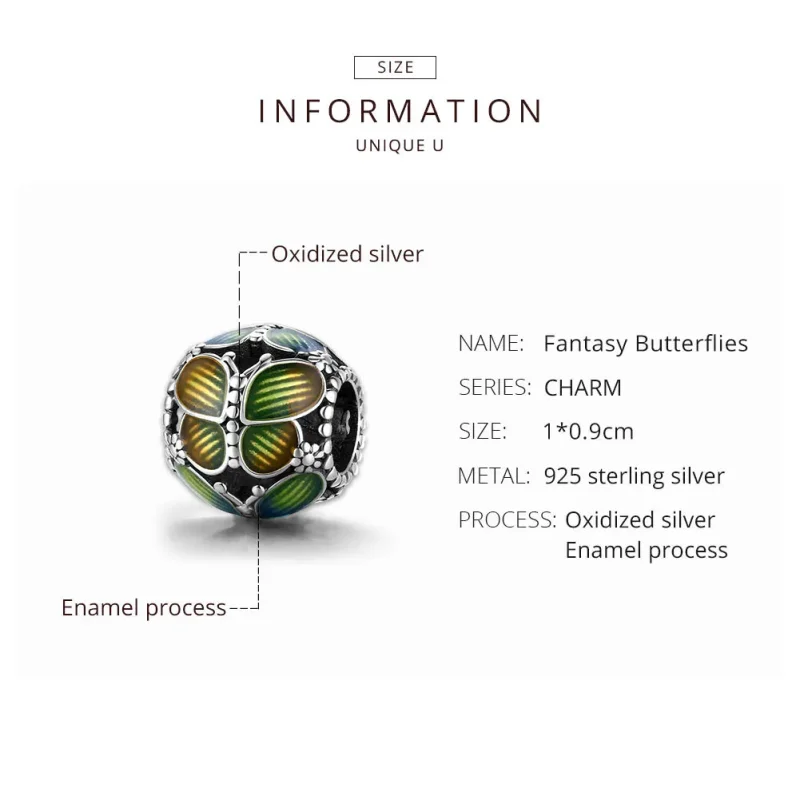 (imagine pentru) Talisman Tip Pandora Fluturi fantezi din argint - SCC1705 - Vizualizare 8