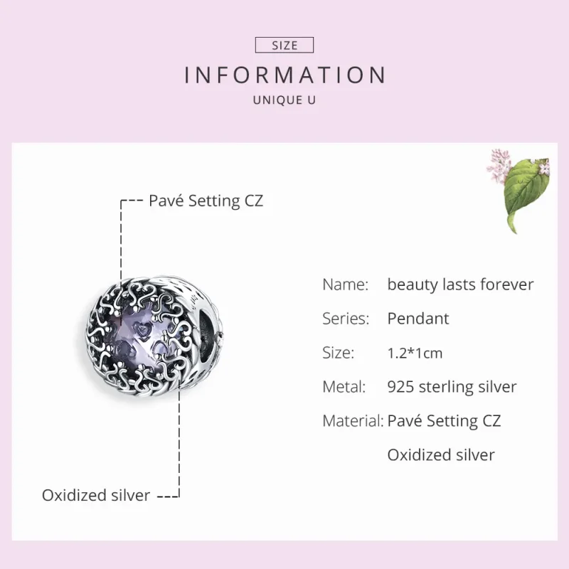 (imagine pentru) Talisman Tip Pandora Frumusețea durează pentru totdeauna din argint - SCC1791 - Vizualizare 7