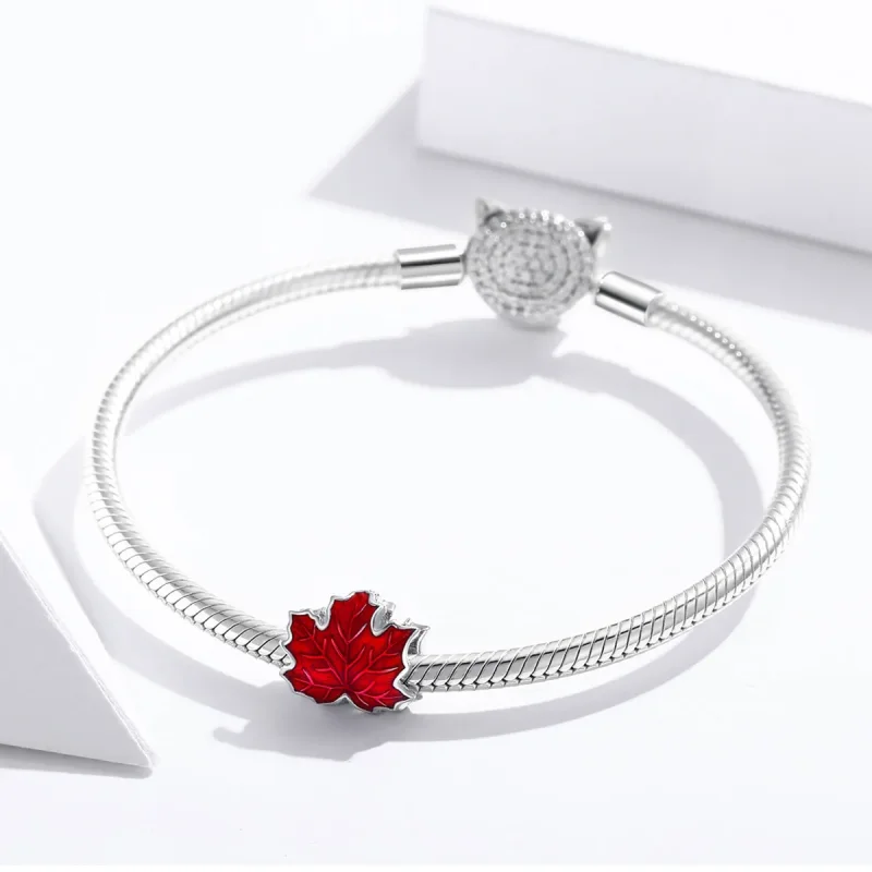 (imagine pentru) Talisman Tip Pandora frunză de arțar din argint - BSC335 - Vizualizare 3
