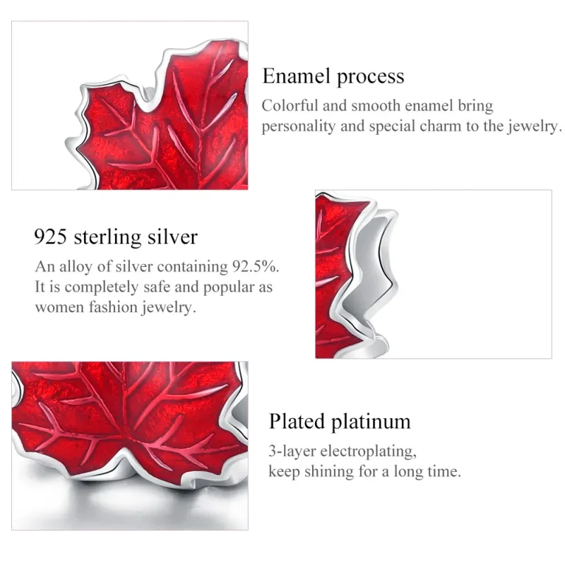 (imagine pentru) Talisman Tip Pandora frunză de arțar din argint - BSC335 - Vizualizare 7