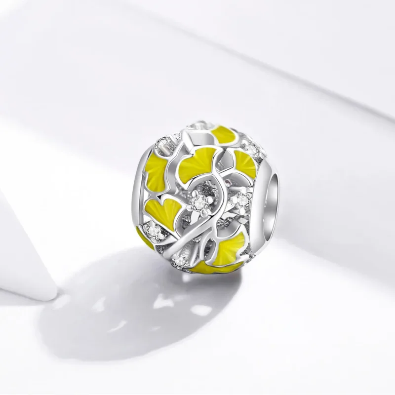 (imagine pentru) Talisman Tip Pandora Frunze elegante de Ginkgo din argint - BSC334 - Vizualizare 2