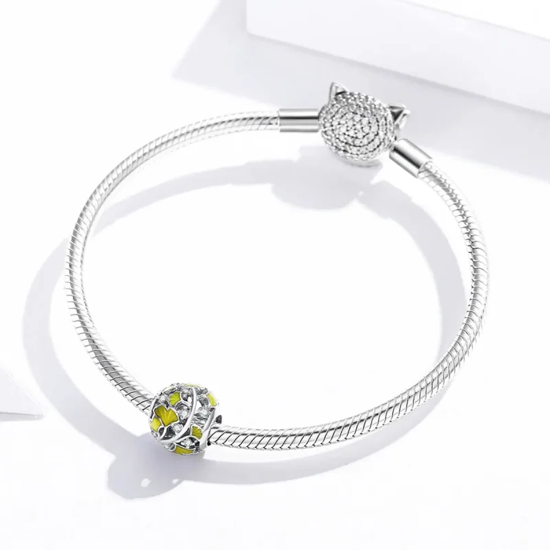 (imagine pentru) Talisman Tip Pandora Frunze elegante de Ginkgo din argint - BSC334 - Vizualizare 3