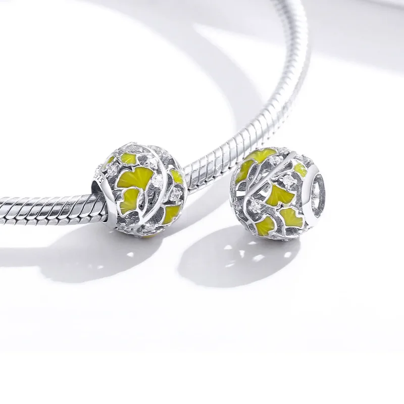 (imagine pentru) Talisman Tip Pandora Frunze elegante de Ginkgo din argint - BSC334 - Vizualizare 4