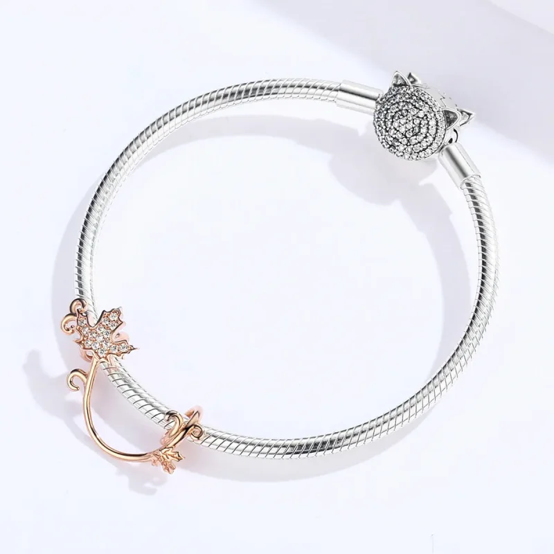 (imagine pentru) Talisman Tip Pandora Frunze Slient din aur rose - SCC1254 - Vizualizare 3