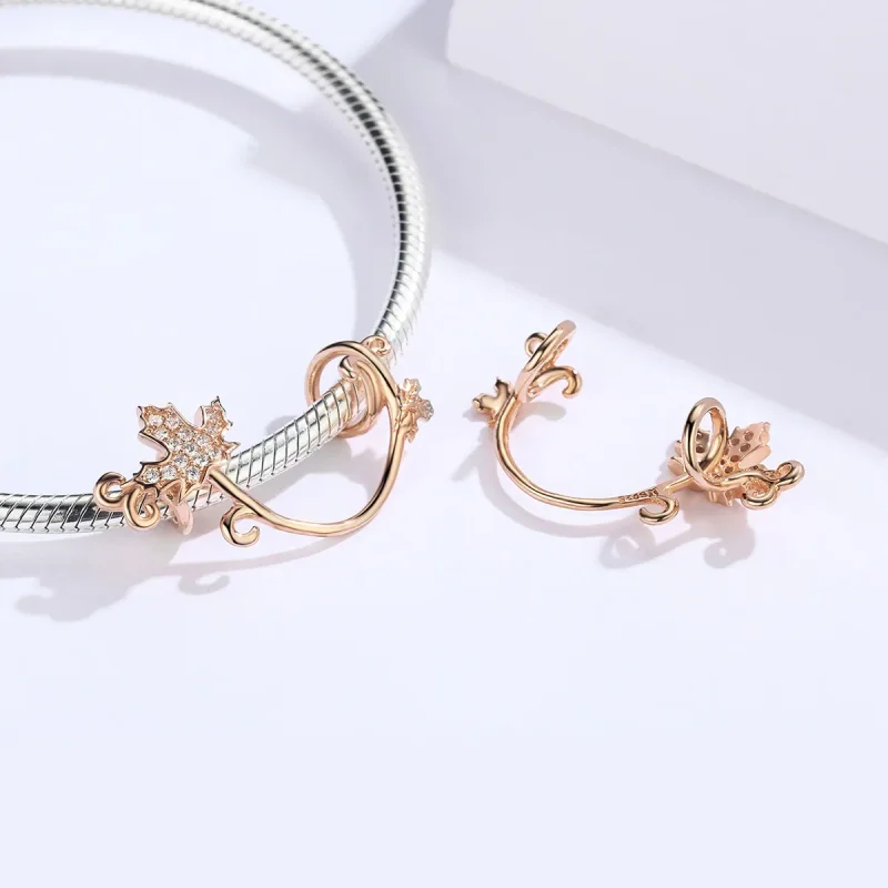 (imagine pentru) Talisman Tip Pandora Frunze Slient din aur rose - SCC1254 - Vizualizare 4