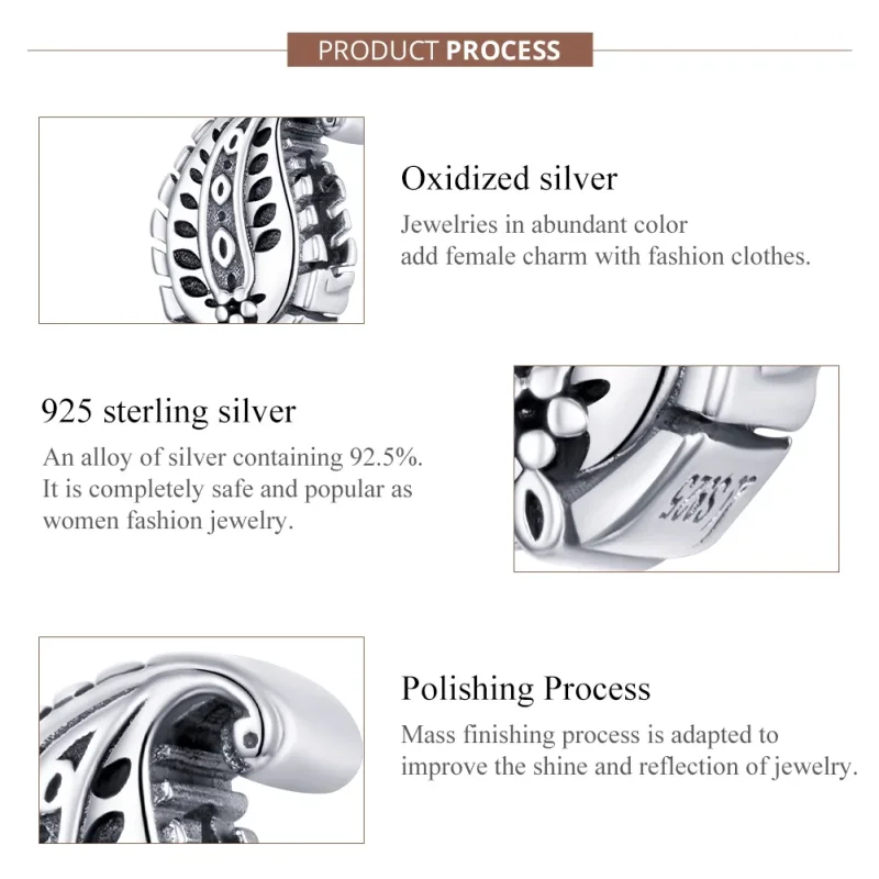 (imagine pentru) Talisman Tip Pandora Frunze Vintage din argint - SCC1824 - Vizualizare 7